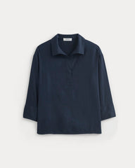 Popover Shirt in Linen | Navy