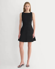 Seamed Open-Back Mini Dress | Black