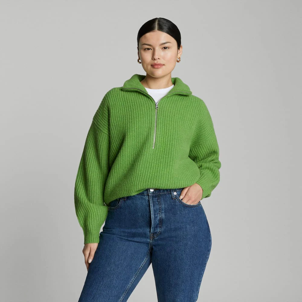 The Half-Zip Sweater in Luxe Merino | Salted Lime