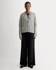 The Crew Cardigan in Alpaca | Heather Stone Grey