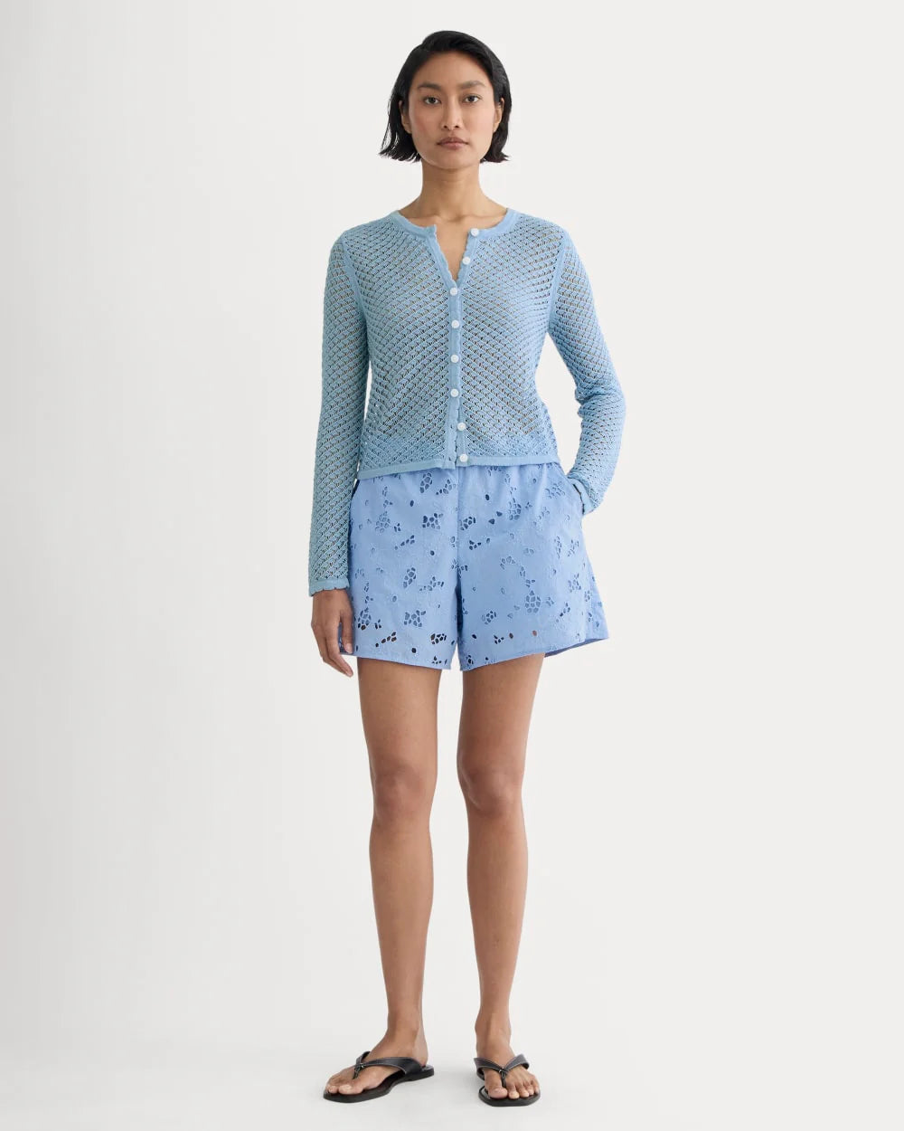 The Eyelet Pull-On Short | Sky Blue