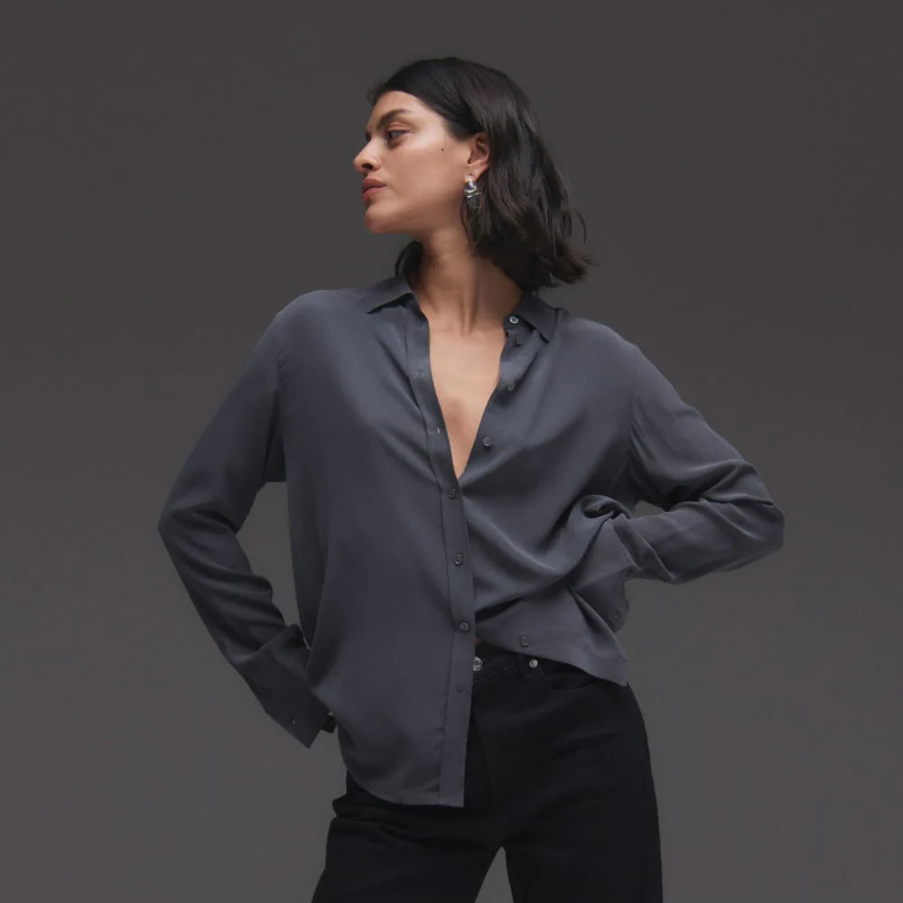 The Must-Have Shirt in Washable Silk | Slate Grey