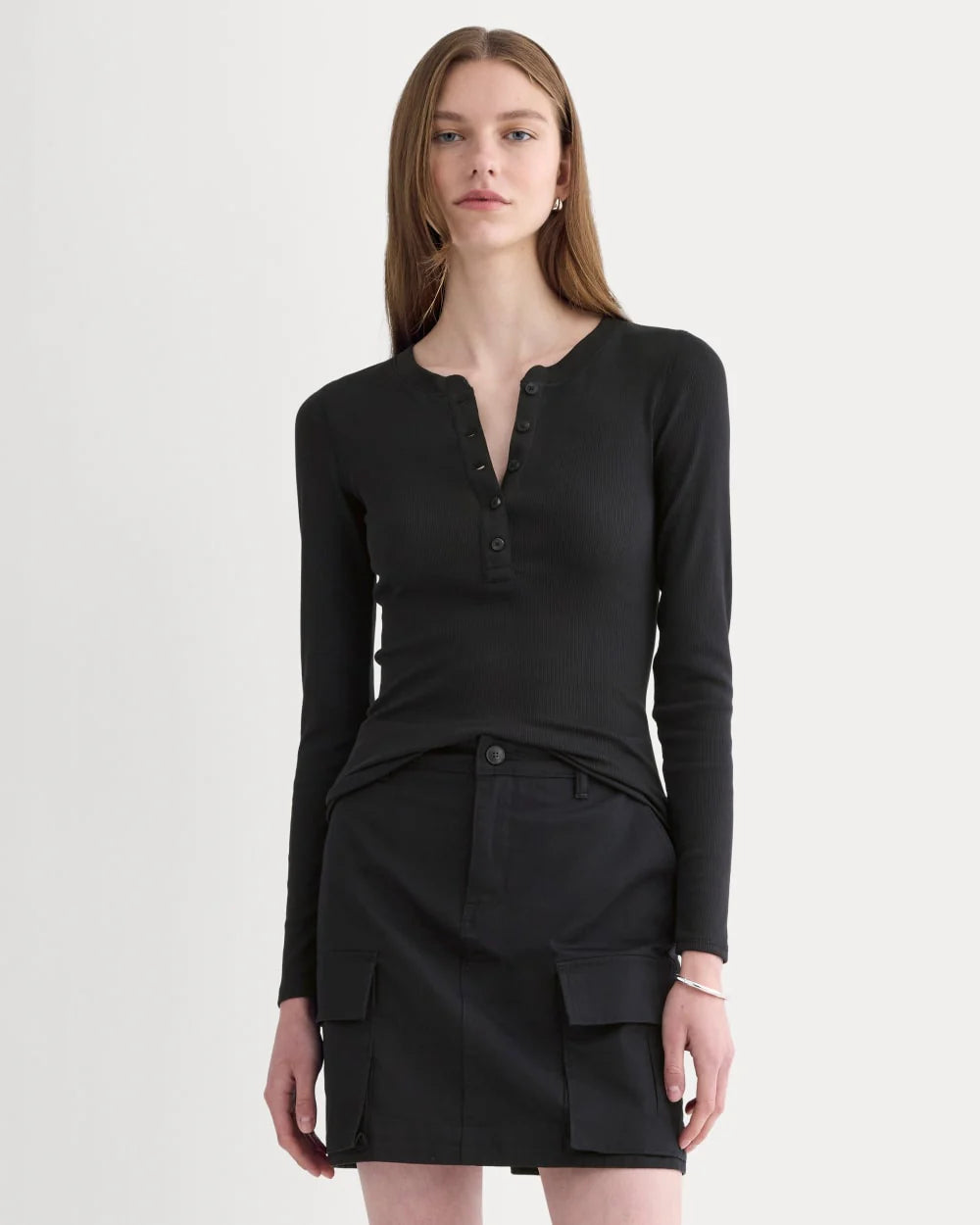 The Luxe Rib Henley | Black