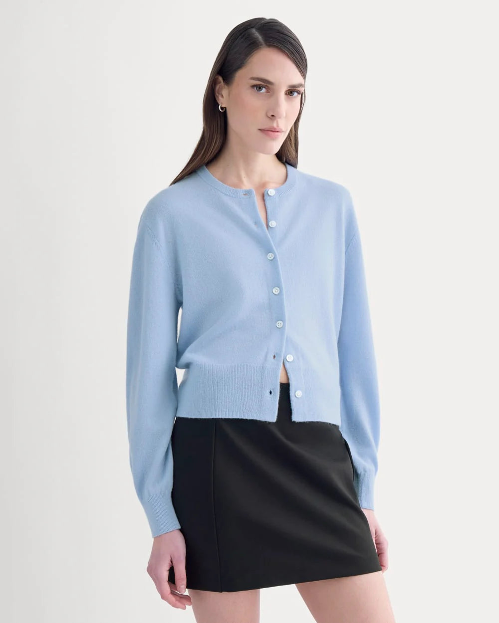 Cashmere Cropped Cardigan | Open Air Blue