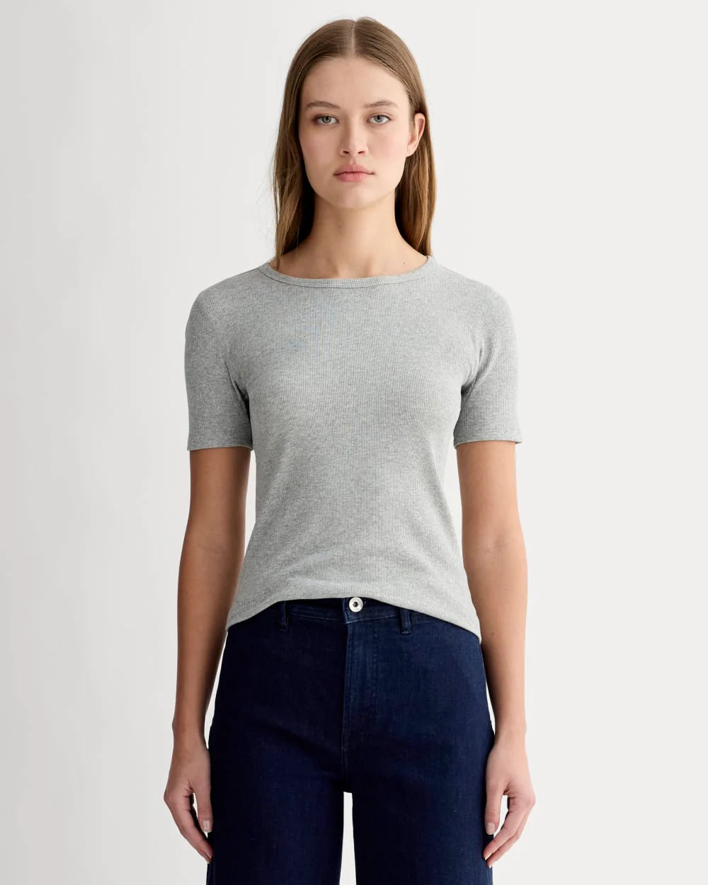 The Luxe Rib Crew | Heathered Grey