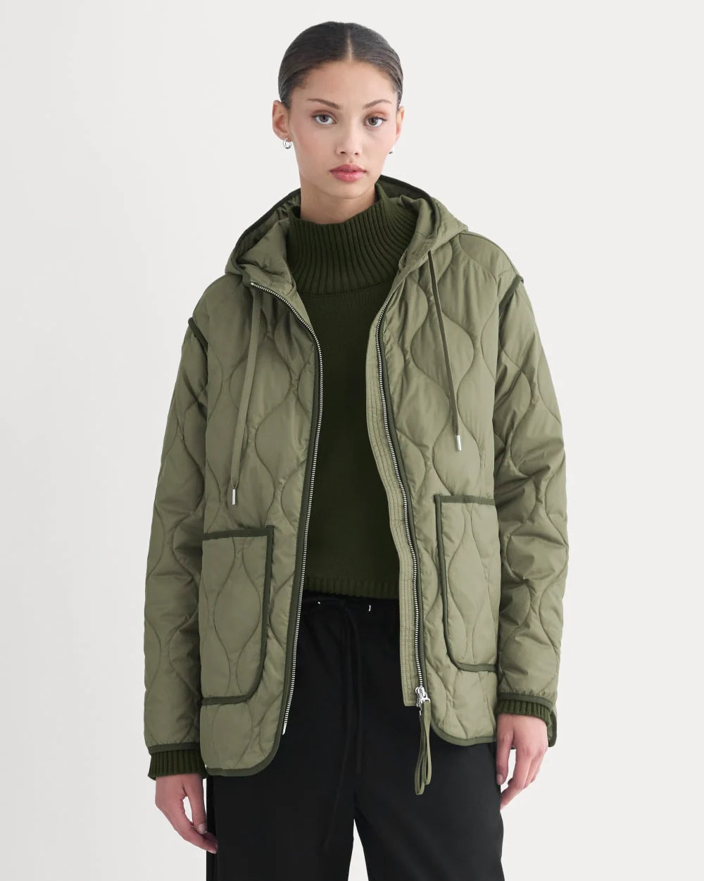 ReNew Quilted Hooded Liner | Lichen Green