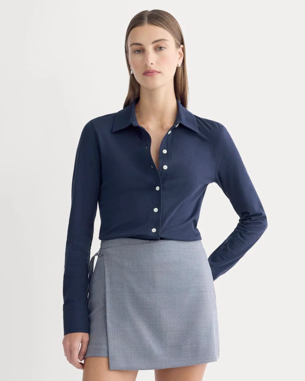 Button-Up Shirt in Essential Cotton | Navy
