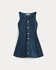 Denim Button-Front Mini Dress | Dark Indigo