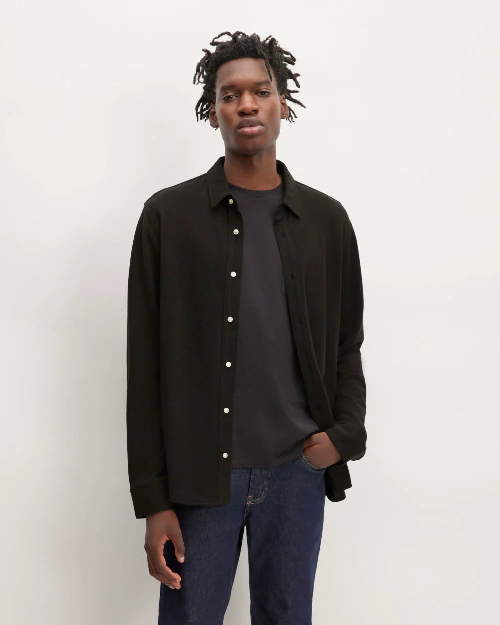 The Long-Sleeve Pique Shirt | Black