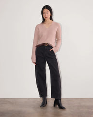 The V-Neck Sweater in Plush Cotton | Dusty Rose