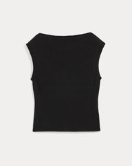 Boat-Neck Ribbed Knit | Black
