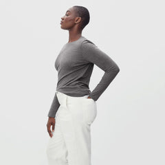 The Organic Cotton Long-Sleeve Crew | Charcoal