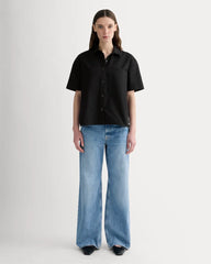 The Short-Sleeve Boxy Oxford | Black