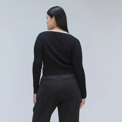 The Cotton-Merino Front-Tie Top | Black