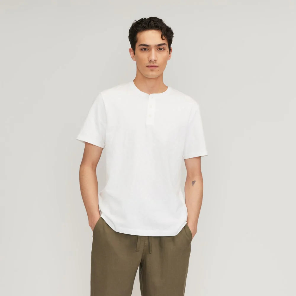The Cotton Slub Henley | White