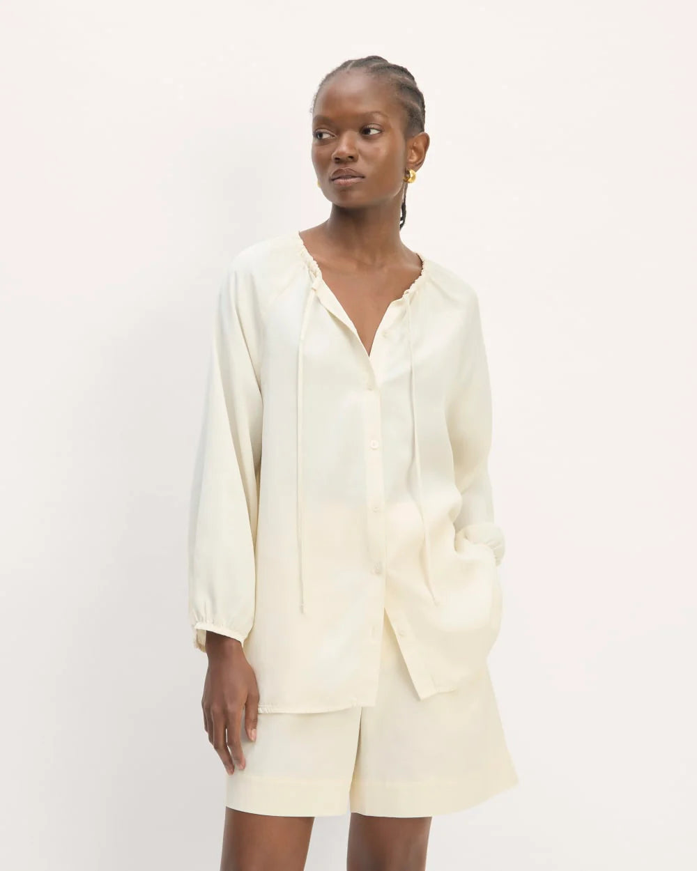 The Gathered Shirt in Butterlite | Bone
