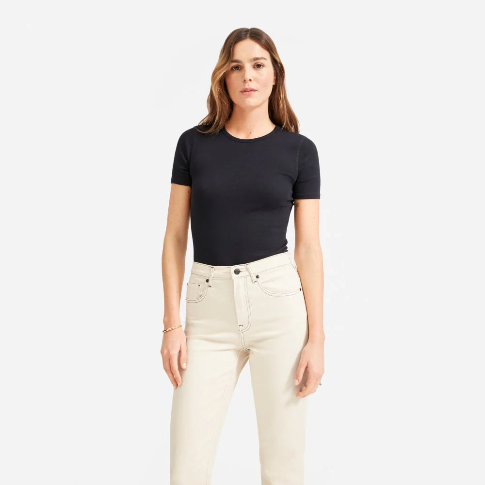 The Pima Micro-Rib Crew Tee | Black