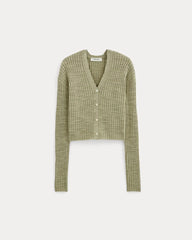 The Ribbed Cardigan in Cotton Linen | Eucalyptus