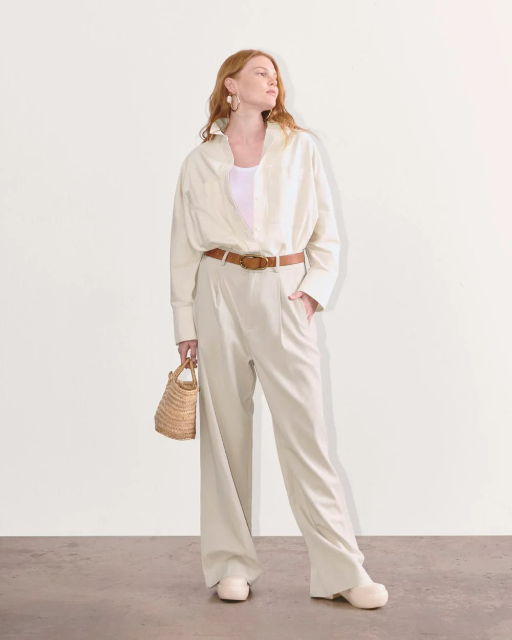 The Draper Pleated Pant in Buttersmooth | Sandstone | 30" Inseam