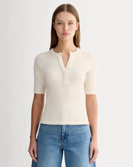 The Rib-Knit Short-Sleeve Henley | Bone