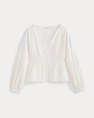 Balloon Sleeve Top in Cotton Silk | Bone