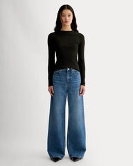The Luxe Rib Funnel-Neck Tee | Black
