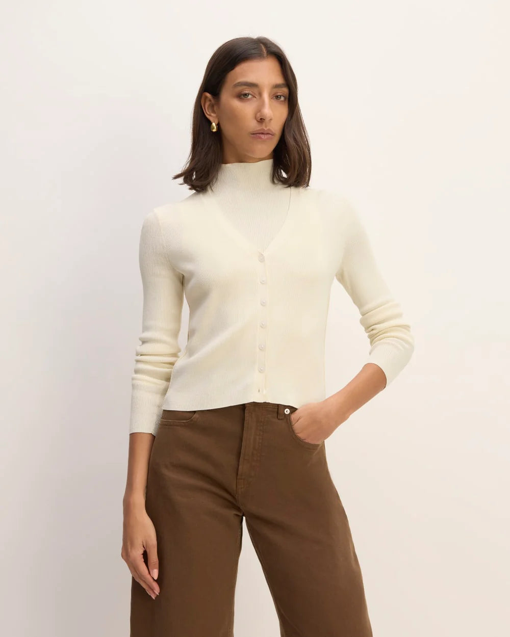 The Viscose Knit Cardigan | Beige