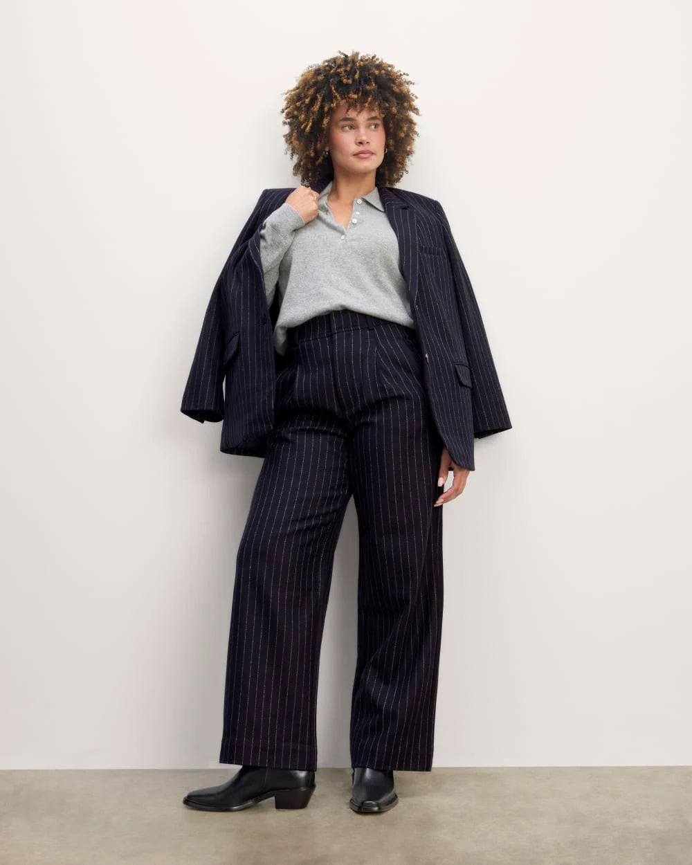 The Draper Pant in Wool | Navy / White