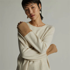 The Cashmere Boxy Crew | Bone / Light Camel