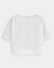 The Boatneck Top in Linen | White