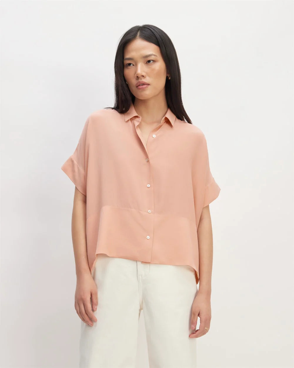 The Boxy Shirt in Washable Silk | Blush Pink