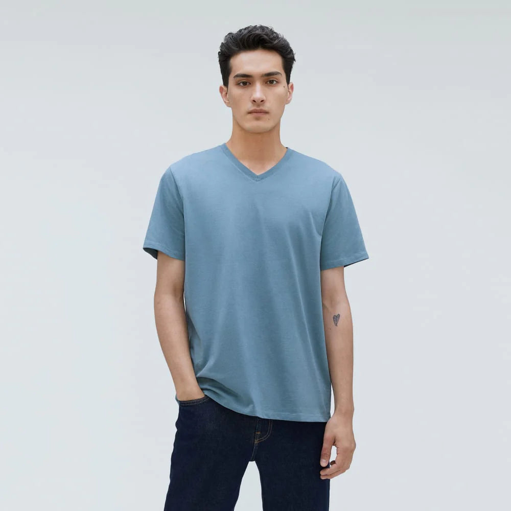 The Organic Cotton V-Neck Tee | Greyish Blue
