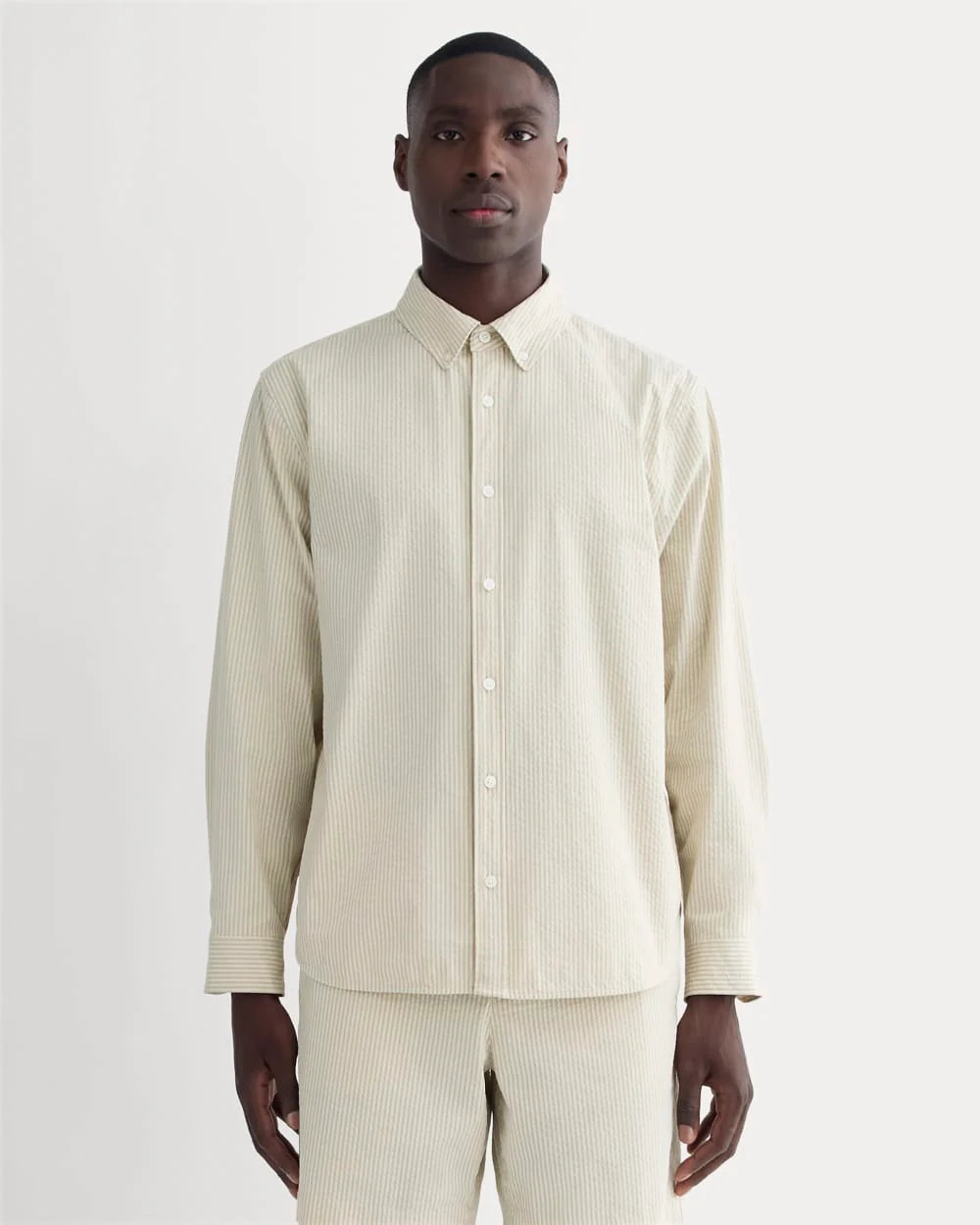 The Seersucker Long-Sleeve Shirt | Trench Coat Khaki / Natural