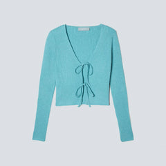 The Cotton-Merino Front-Tie Top | Deep Turquoise