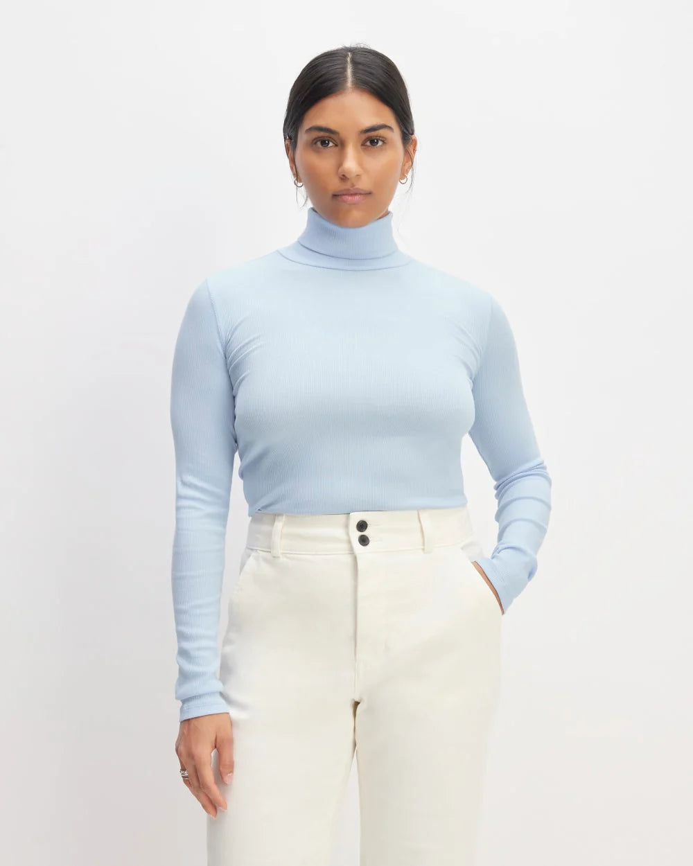 The Luxe Rib Turtleneck | Chambray Blue