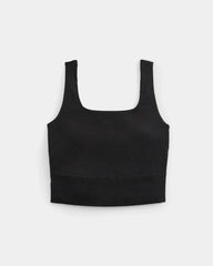 Square Tank in Stretch Linen | Black