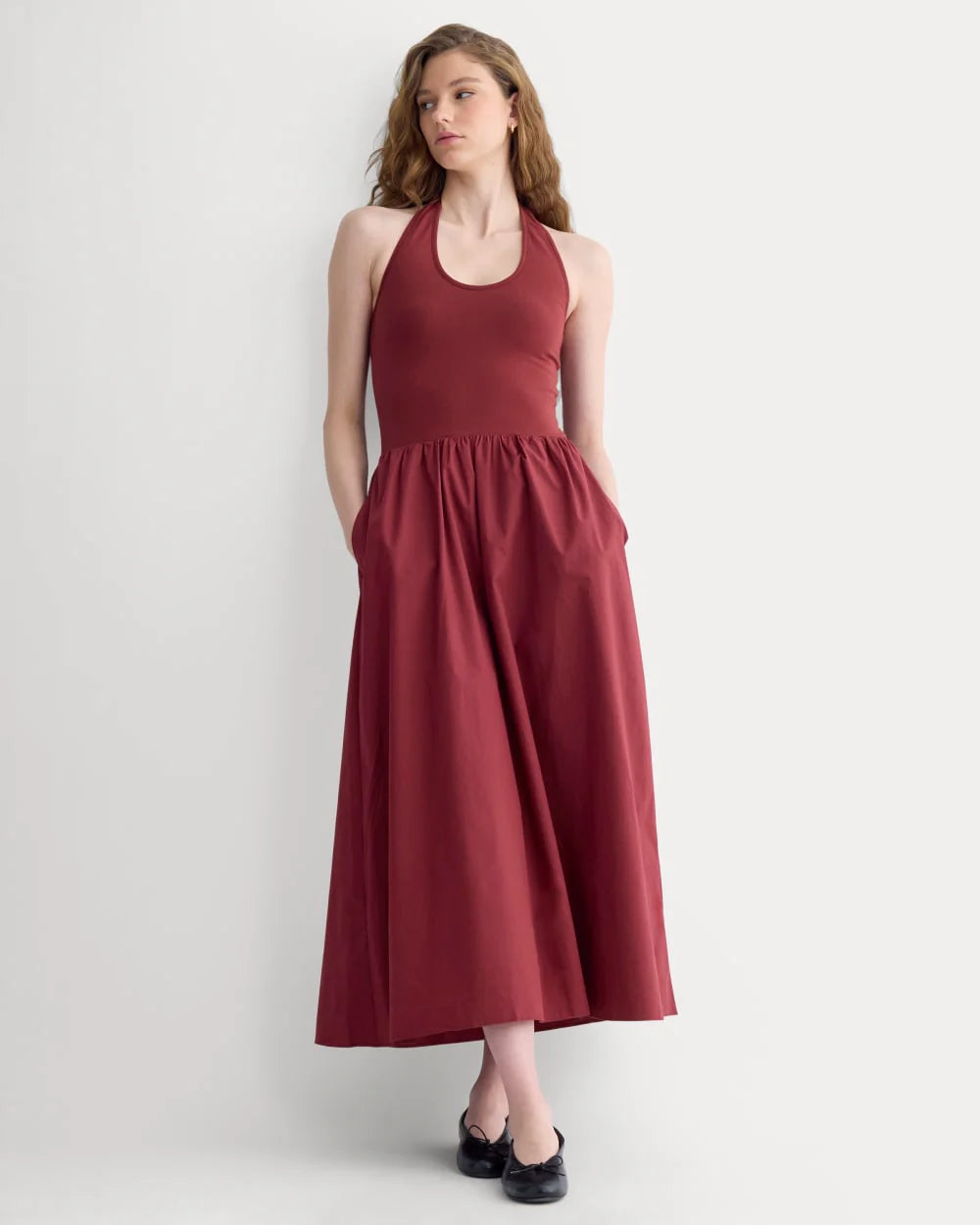 Halter Dress in Ultrasoft Cotton | Pomegranate