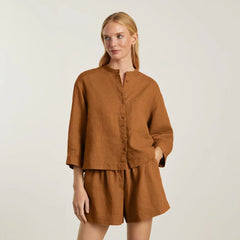 The Linen Billow Blouse | Tawny Brown