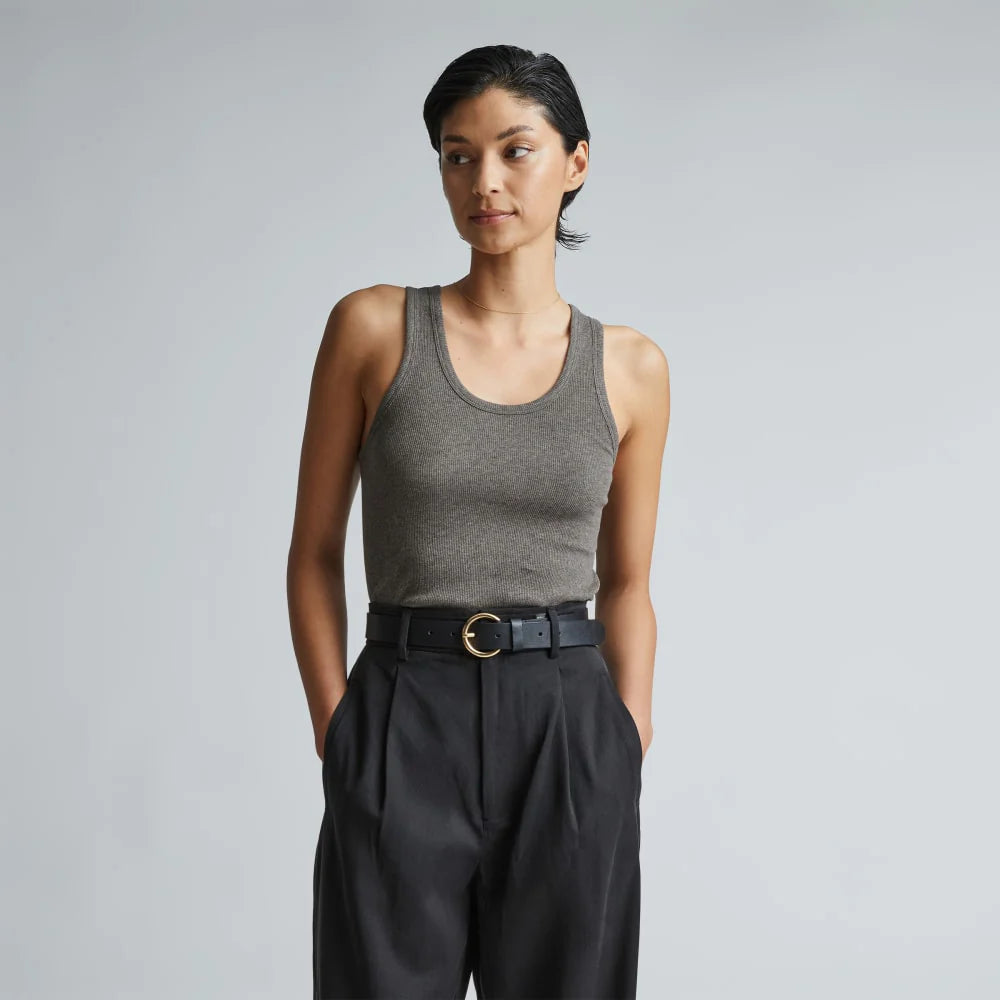 The Luxe Rib Tank | Heathered Fatigue