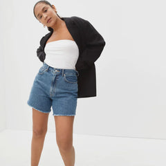 The A-Line Denim Short | Medium Indigo