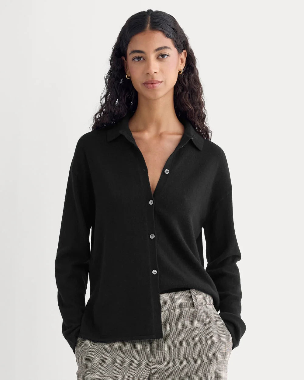 Cashmere Button-Up Shirt | Black
