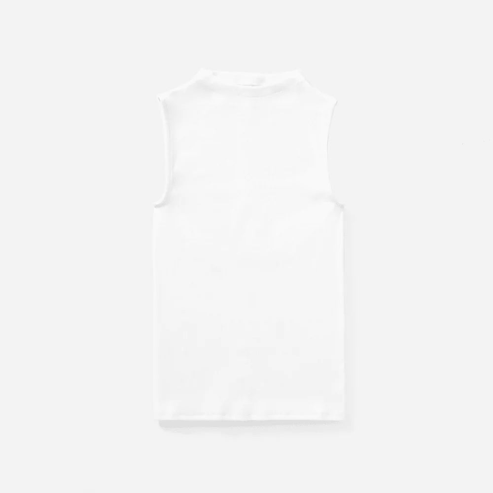 The Pima Micro-Rib Funnel-Neck Tank | White