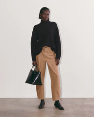 The Honeycomb Funnel Neck in Wool Cashmere | Black