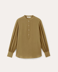The Henley Shirt in Washable Silk | Fennel Seed