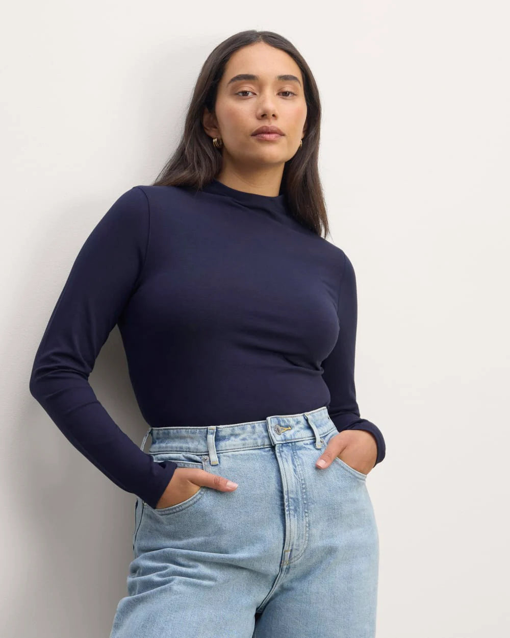 The Form Funnel-Neck Tee | Navy