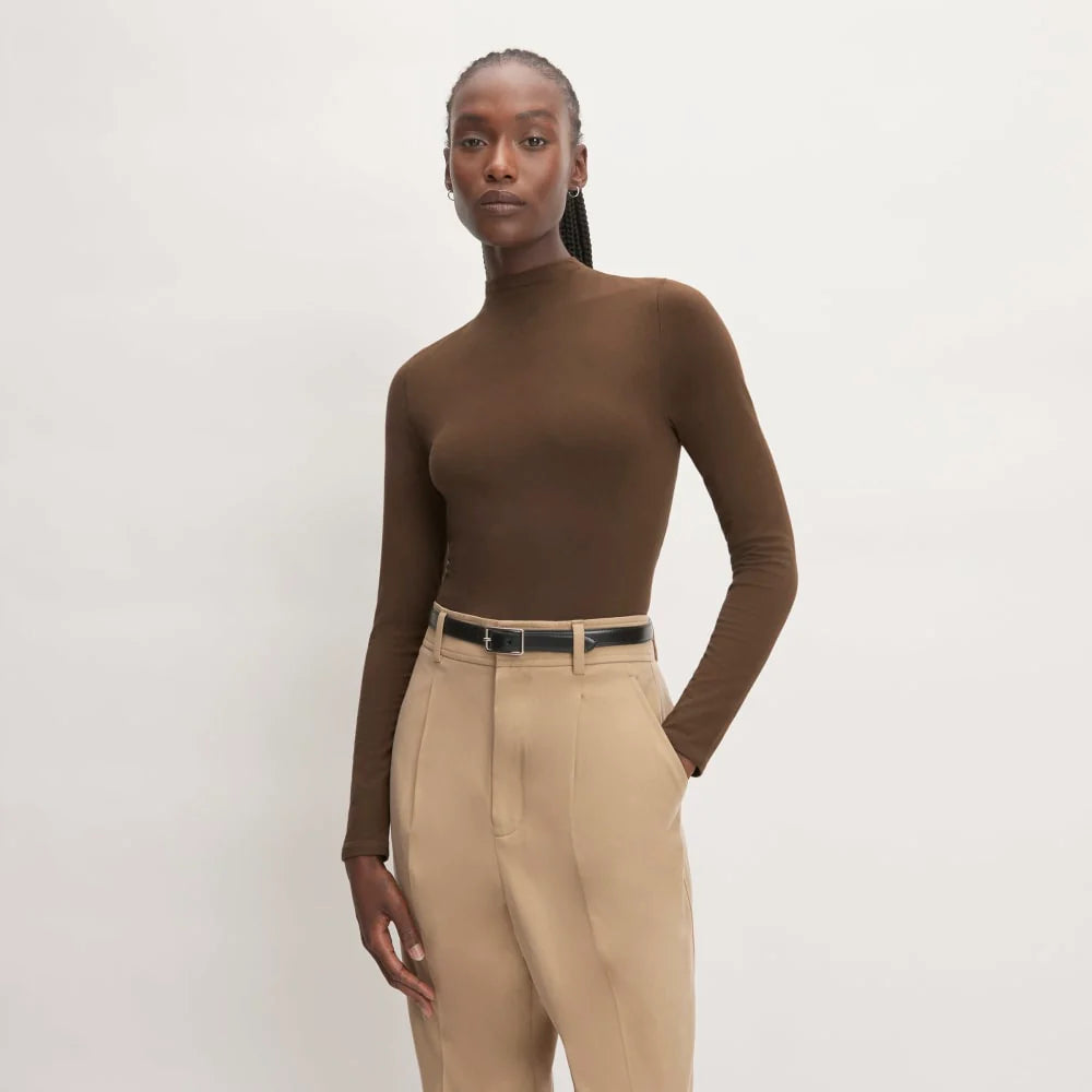 The Supima® Form Funnel Neck Tee | Cocoa