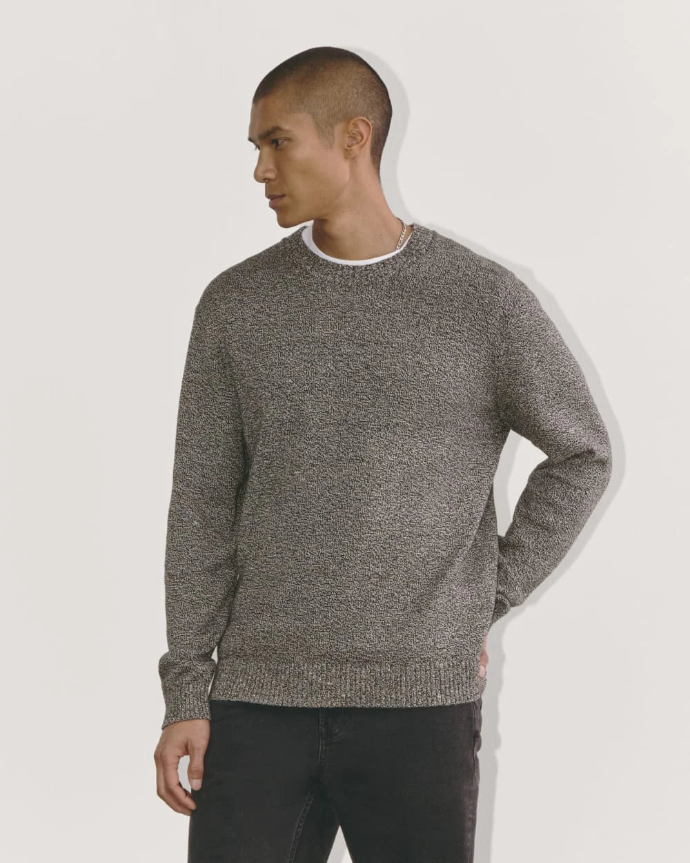 The Classic Sweater in Everyday Cotton | Canvas / Black Twist