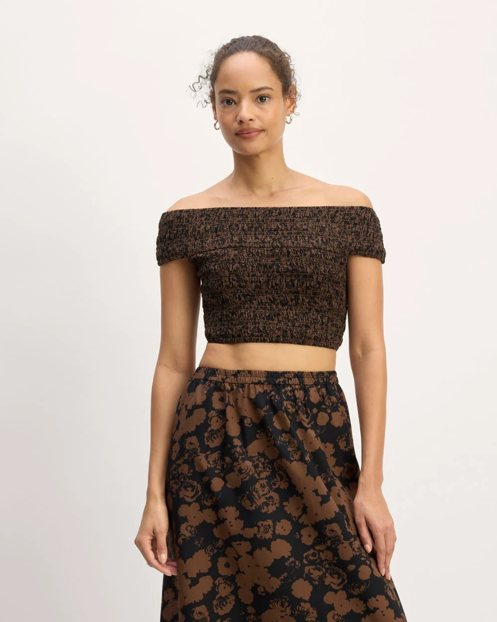 The Gauze Smock Top | Black / Cocoa Small Floral