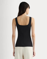 The Luxe Rib Square-Neck Tank | Black