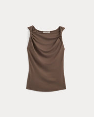 Cowl Neck Twist Tank in Butterluxe | Deep Taupe